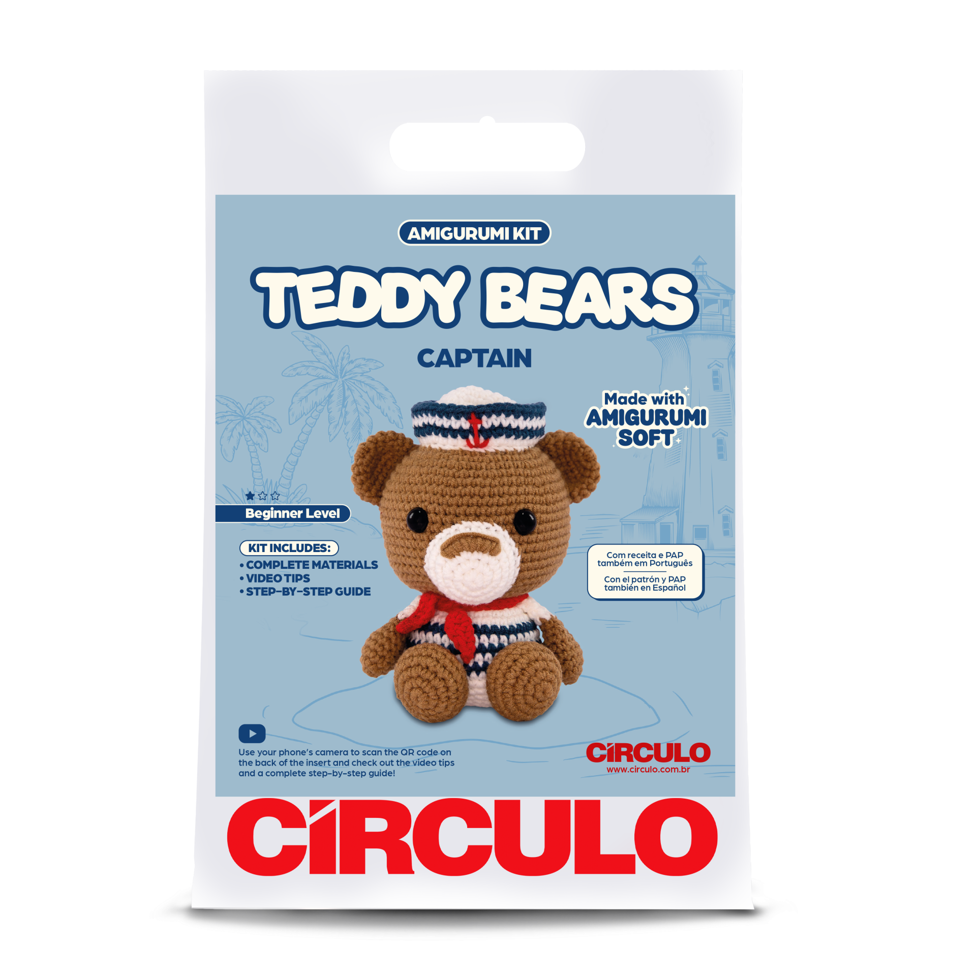 Kit  Amigurumi  Ursinho Círculo - Capitain