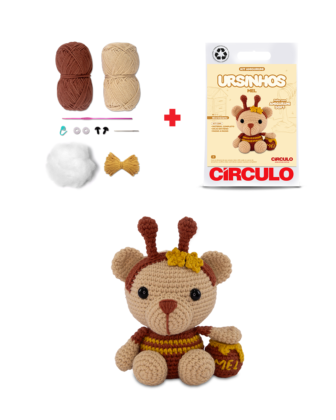 Kit  Amigurumi  Ursinho Círculo - Mel
