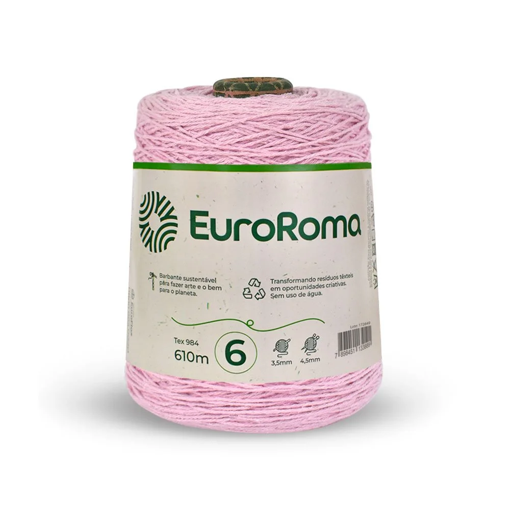 Barbante 6 Euroroma Colorido 600g - Rosa Bebe