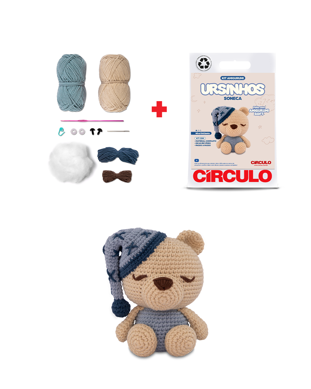 Kit  Amigurumi  Ursinho Círculo - Dreamy