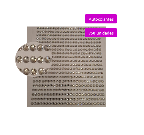 Cartela de Adesivos de Lantejoulas Prateada (3mm)