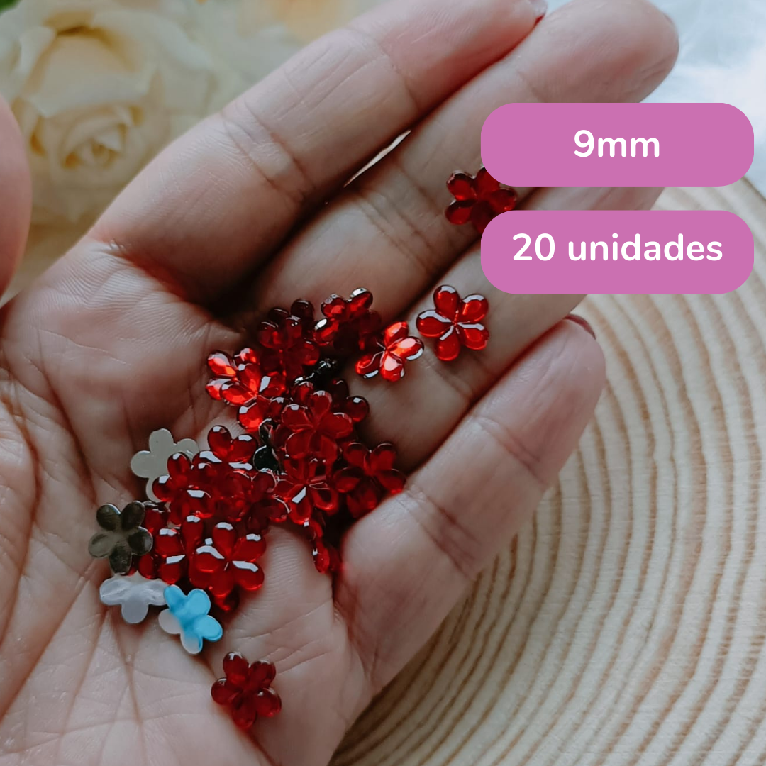 Aplique Flor Vermelha (9mm)