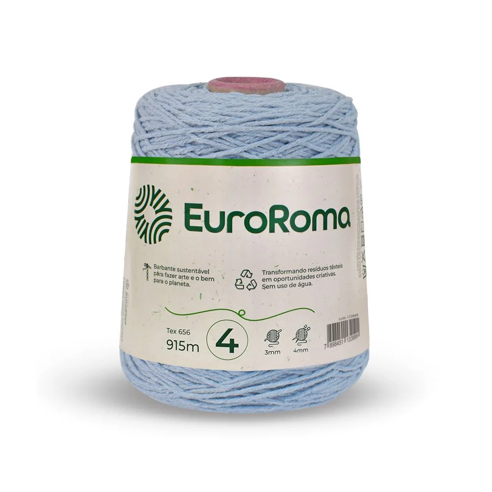 Barbante 4 Euroroma Colorido 600g - Azul Bebe
