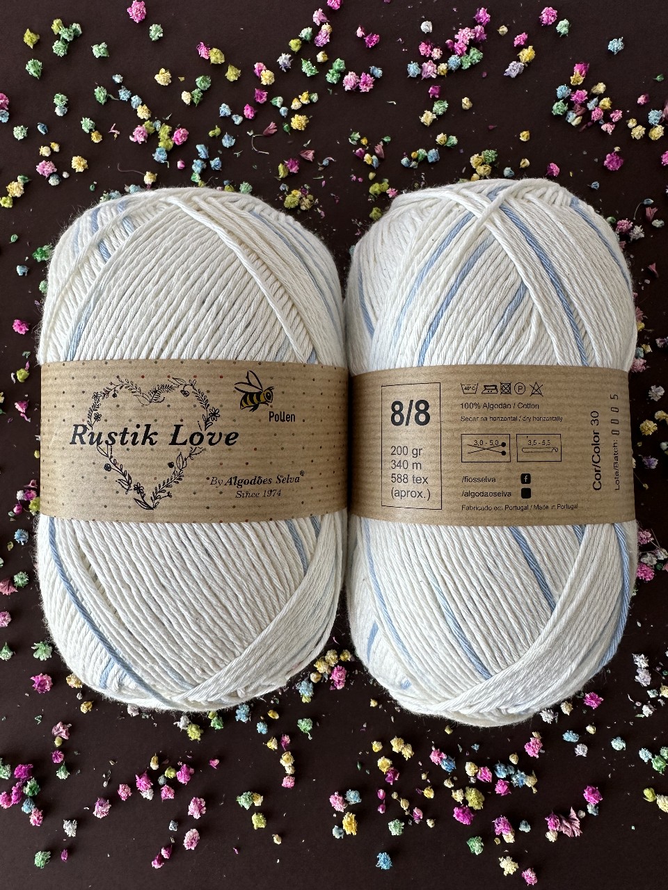 Cor 30 Rustik Love Pollen 200g 8/8 (Meio Branco com Azul)