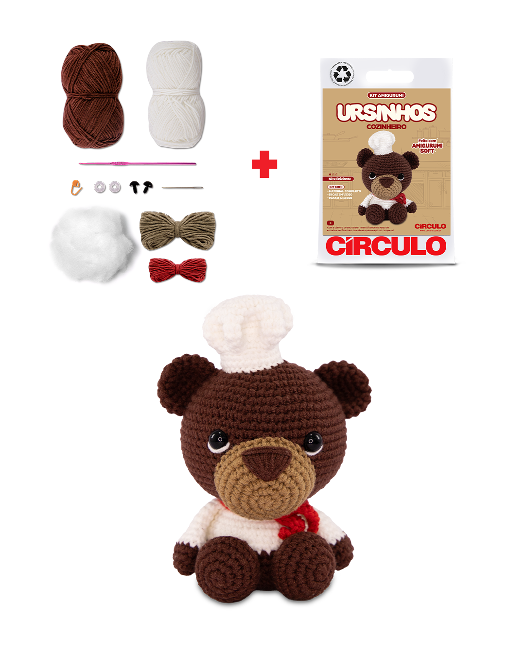 Kit  Amigurumi  Ursinho Círculo - Chef