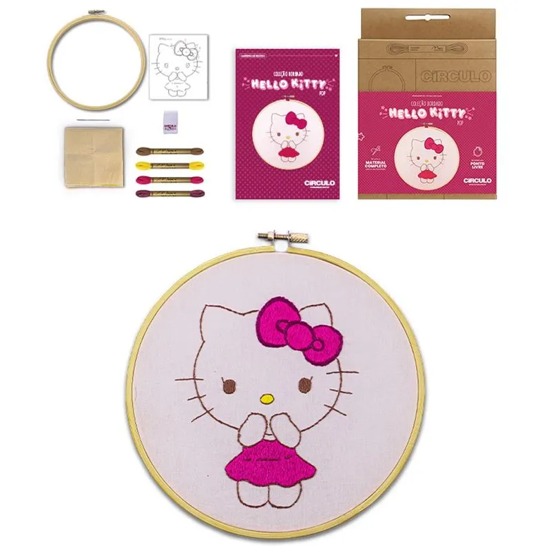 Kit Bordado Hello Kiiy Círculo - Pop