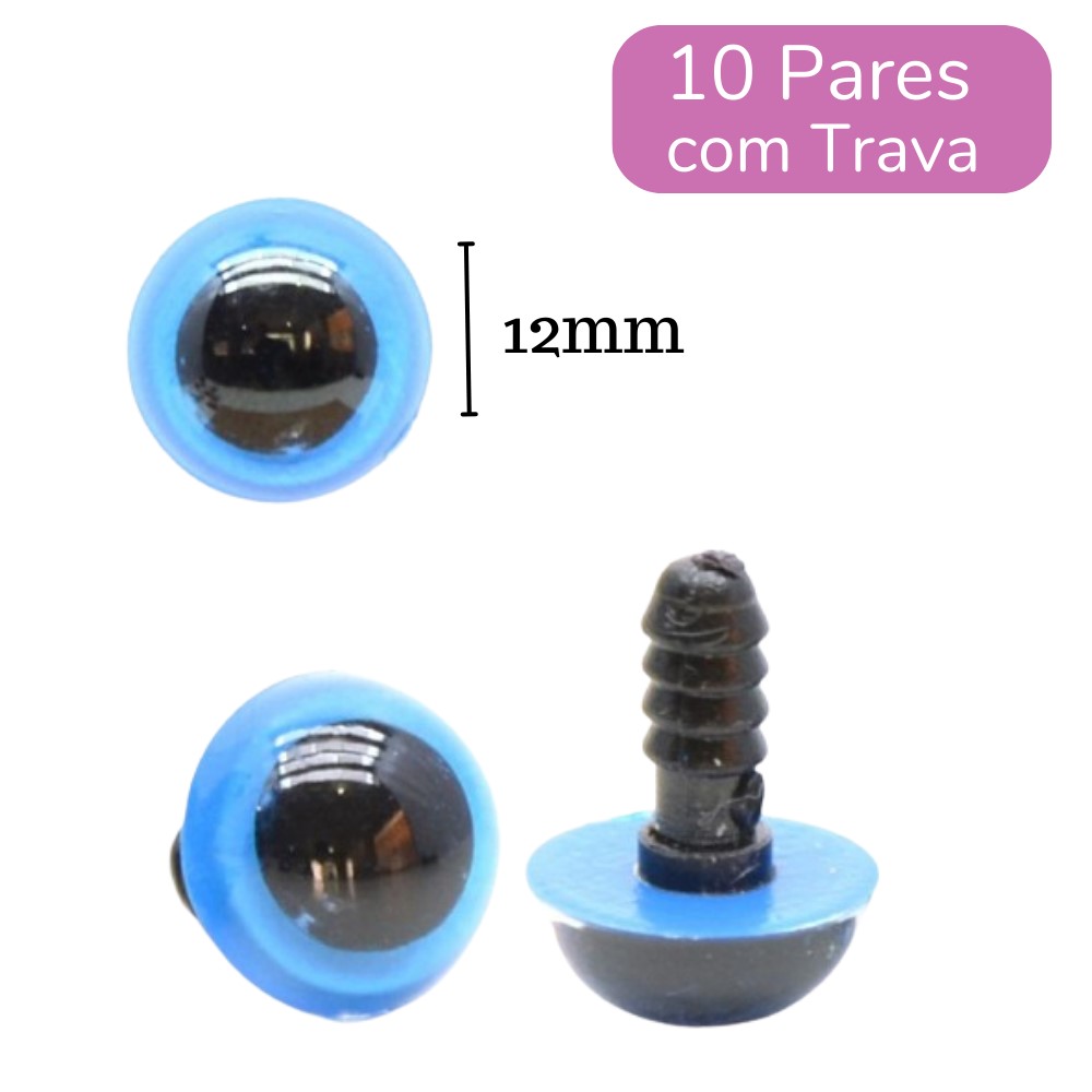 Olho Acrílico com Trava - Círculo Nº 12 Azul