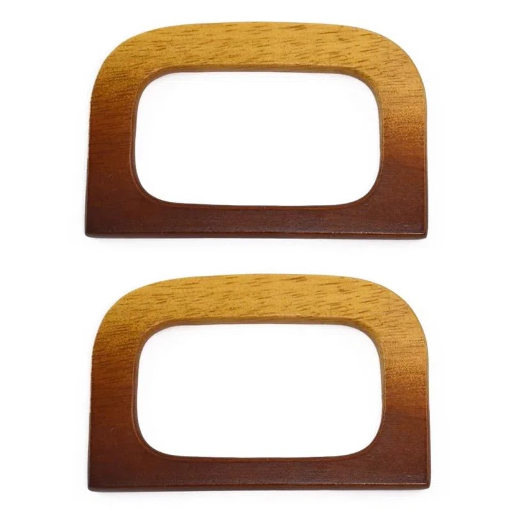 Par de Alça de Madeira Degradê - 12cm X9cm - Círculo
