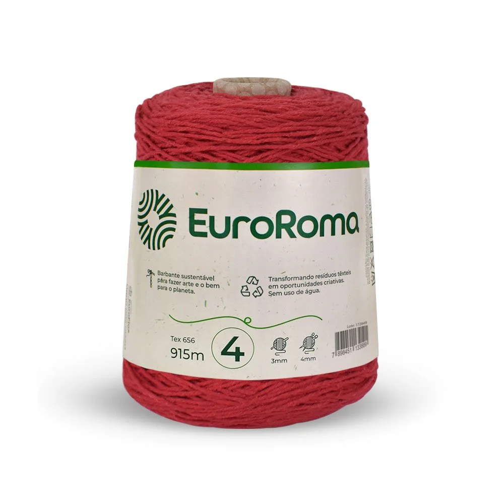 Barbante 4 Euroroma Colorido 600g - Vermelho