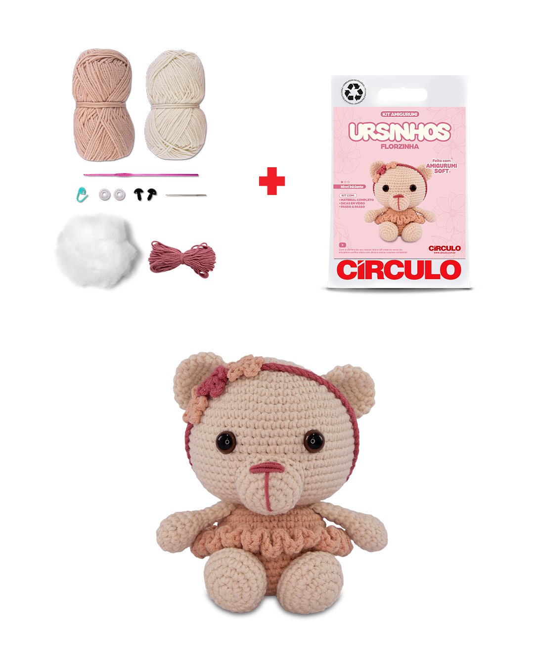 Kit  Amigurumi  Ursinho Círculo - Daisy