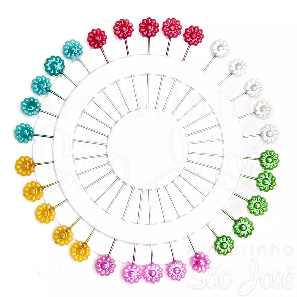 Alfinetes com cabeça em forma de Flor - 30 unidades