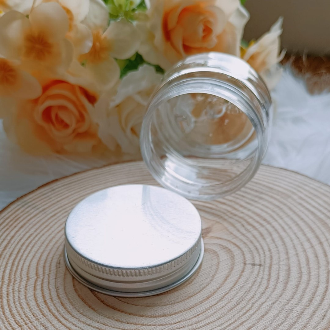 Pote Plástico Redondo 5x3,5cm - Tampa Prateada