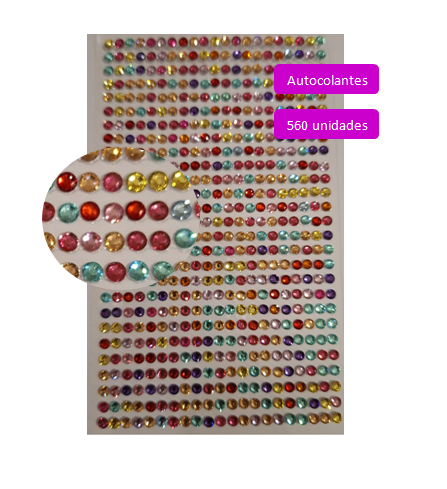 Cartela de Adesivos de Lantejoulas Colorida (4mm)