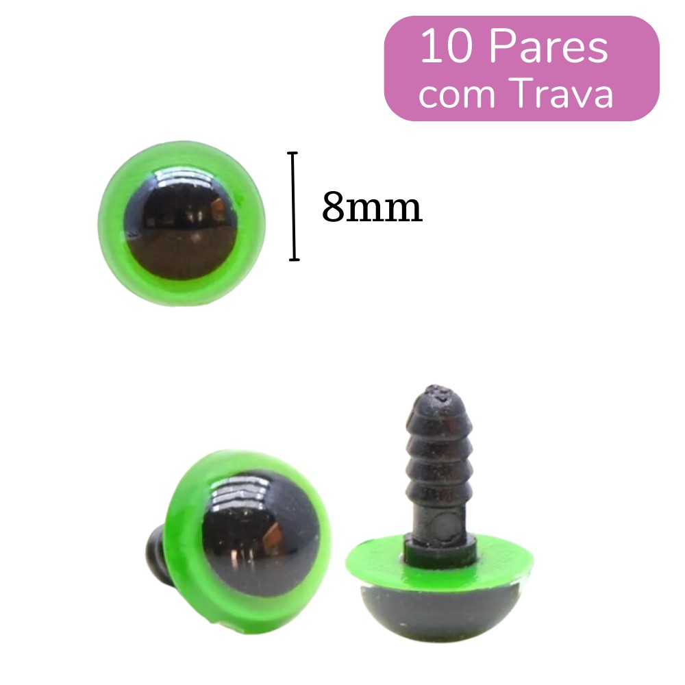 Olho Acrílico com Trava - Círculo Nº 08 Verde