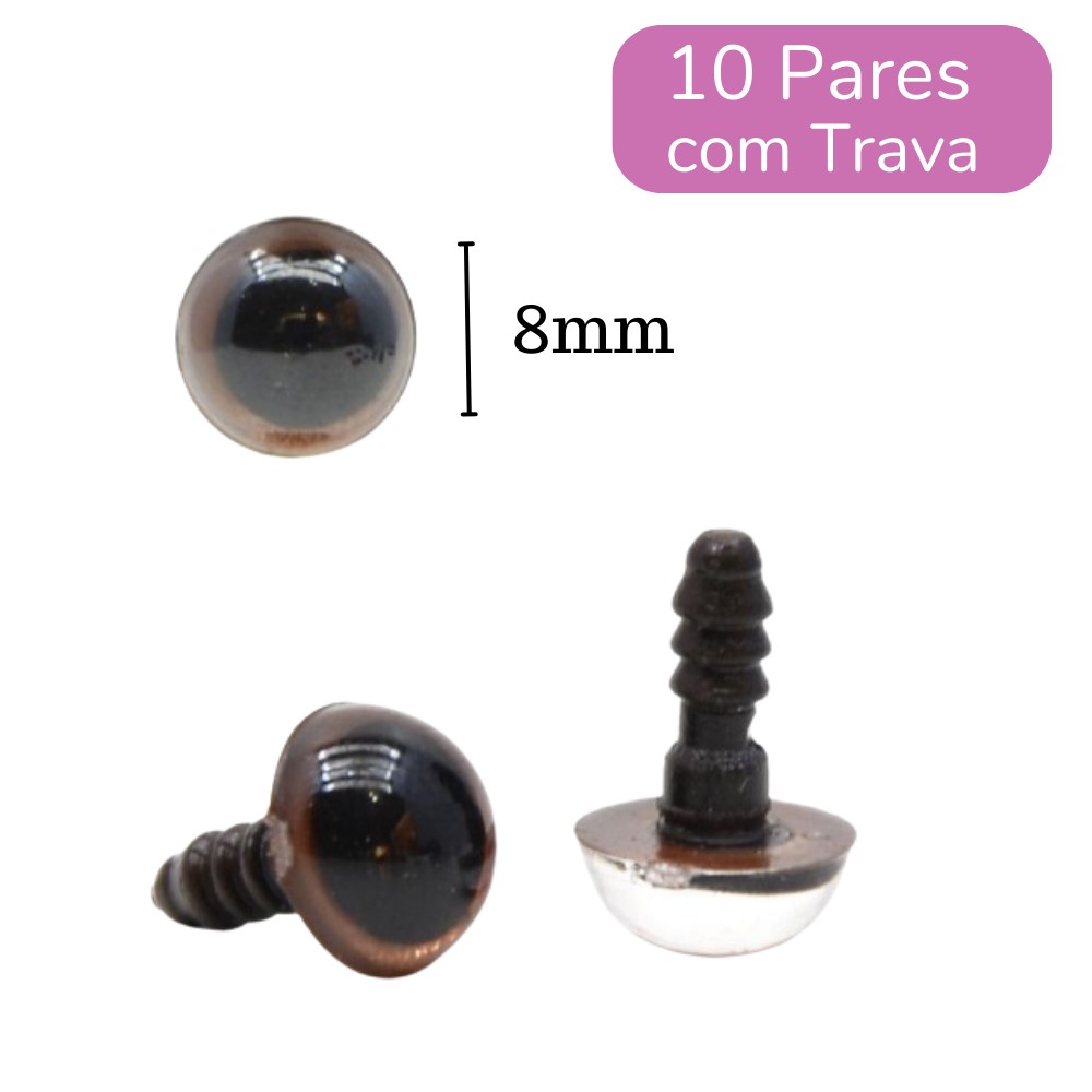 Olho Acrílico com Trava - Círculo Nº 08 Castanho