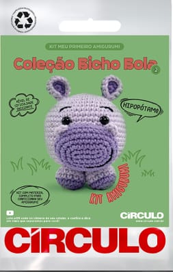 Kit Meu Primeiro Amigurumi Círculo - Coleção Bicho Bola  (Hipopotamo)