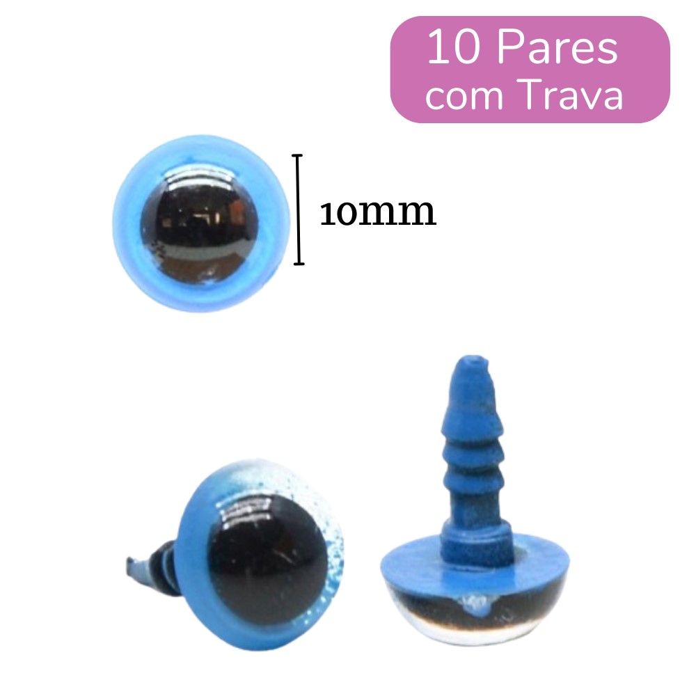 Olho Acrílico com Trava - Círculo Nº 10 Azul