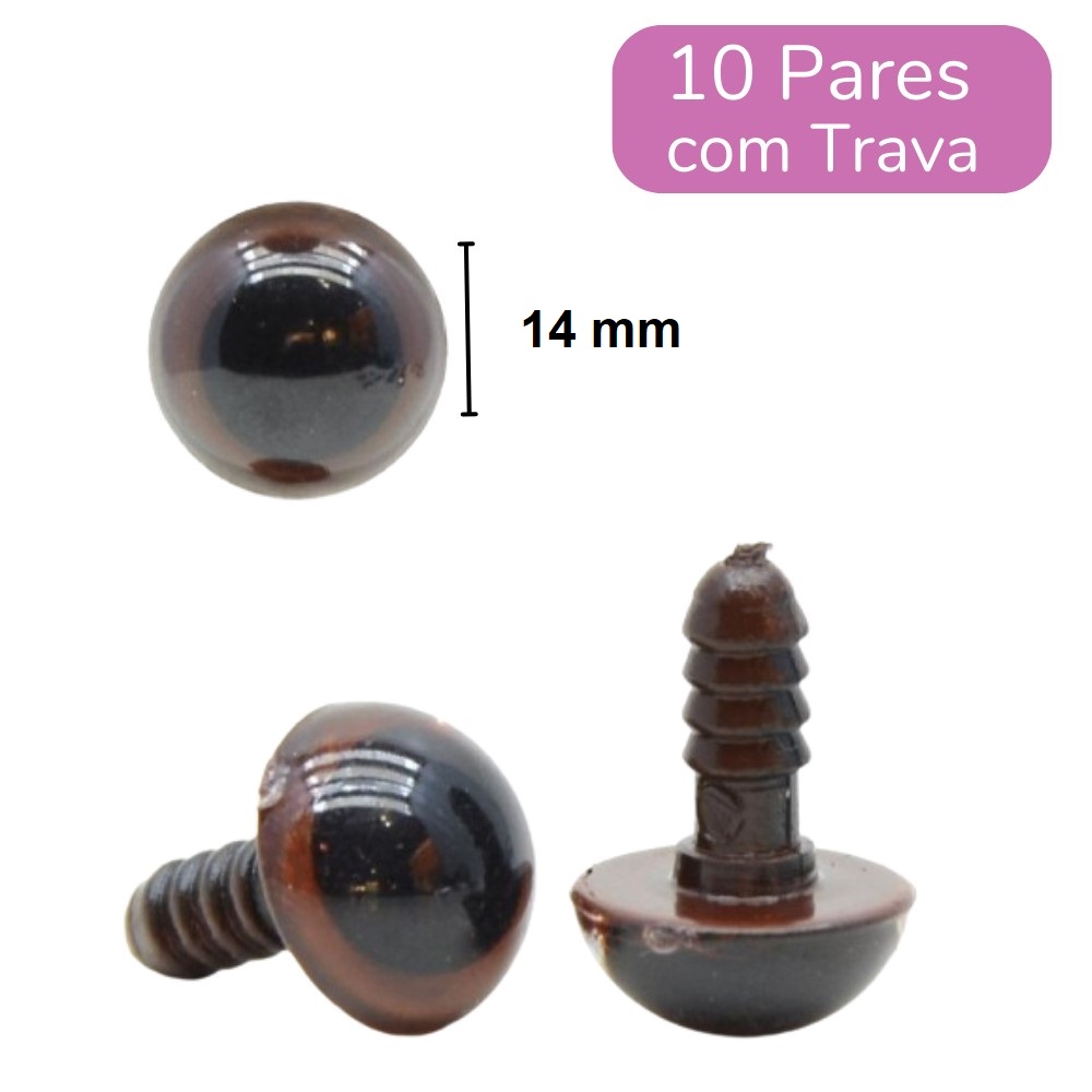 Olho Acrílico com Trava - Círculo Nº 14 Castanho