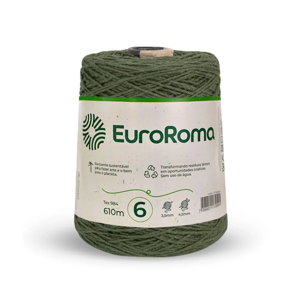 Barbante 6 Euroroma Colorido 600g - Verde MIlitar