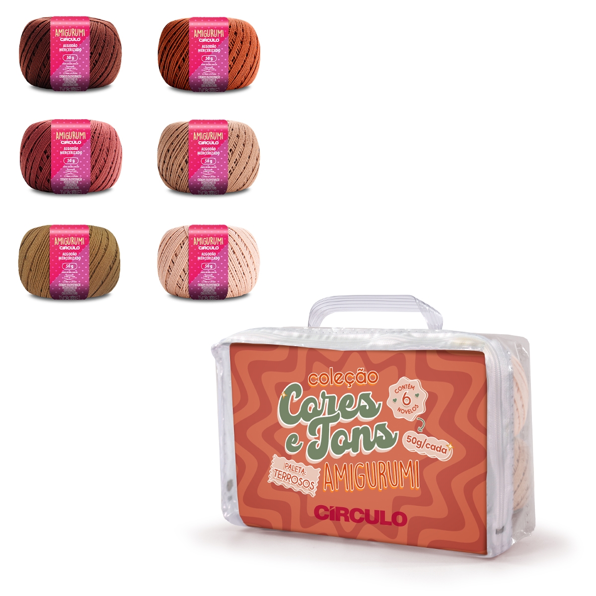 Kit Linha Amigurumi Círculo - Coleção Cores e Tons - 01 (Terrosos)