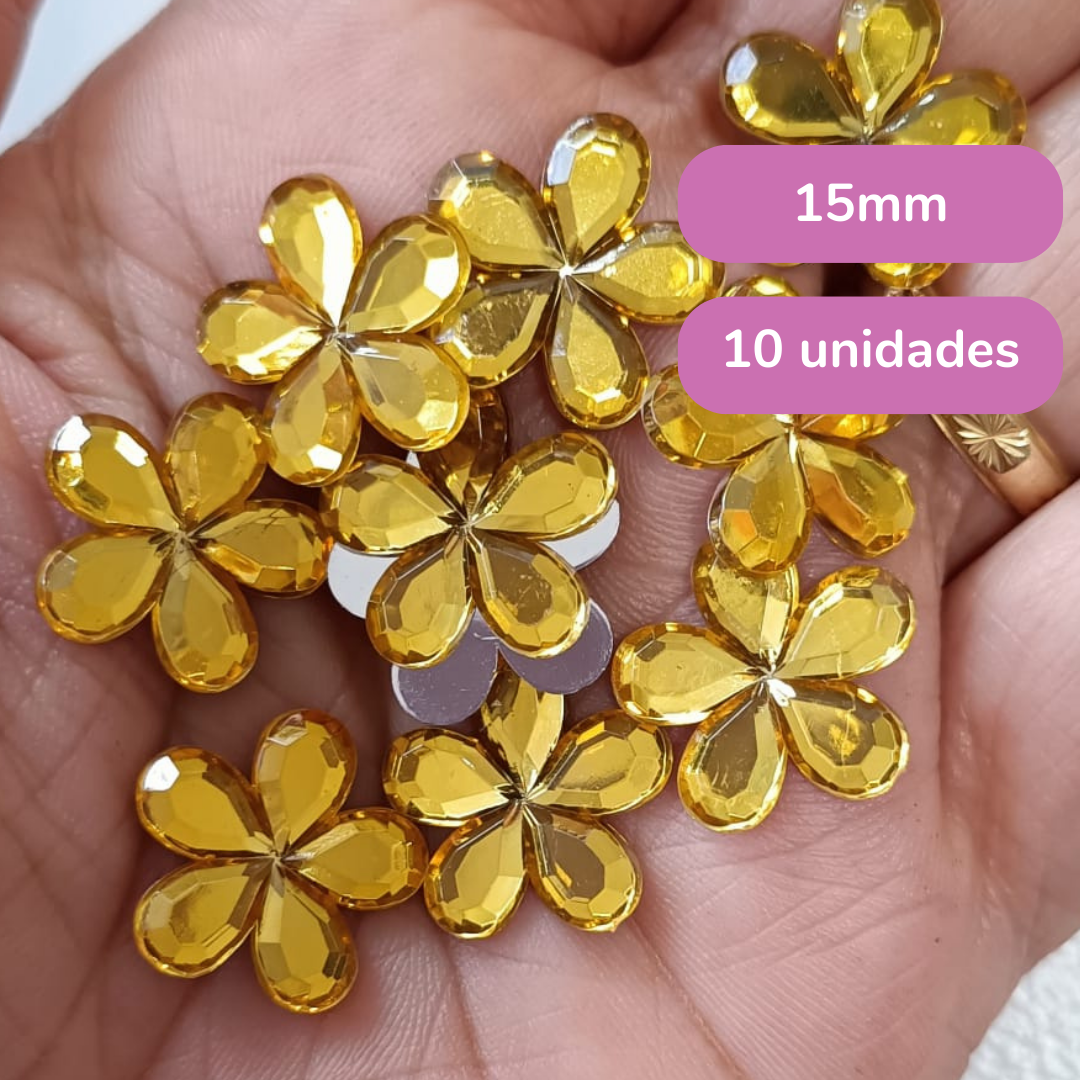 Aplique Flor Dourada (15mm)