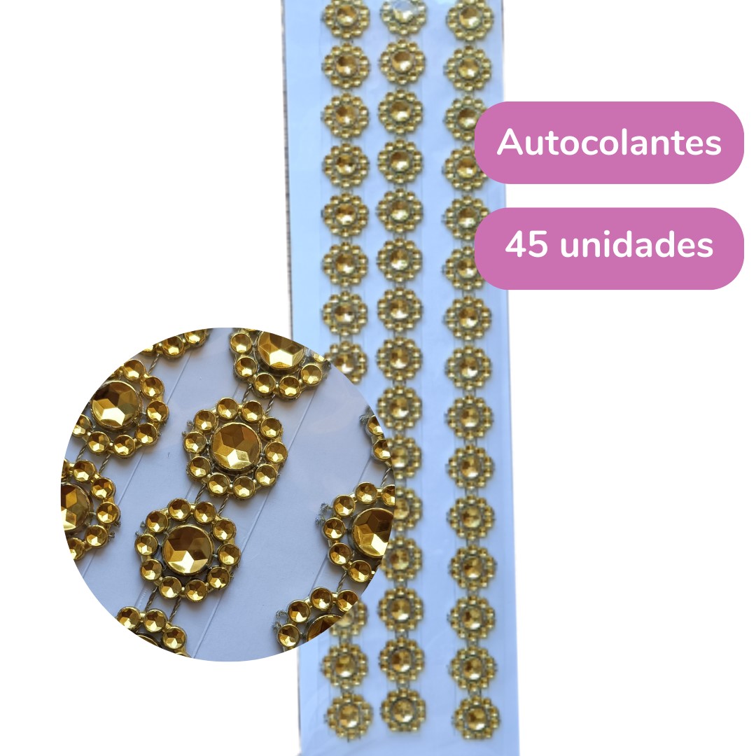 Cartela De Adesivo Flor Dourada (8mm)