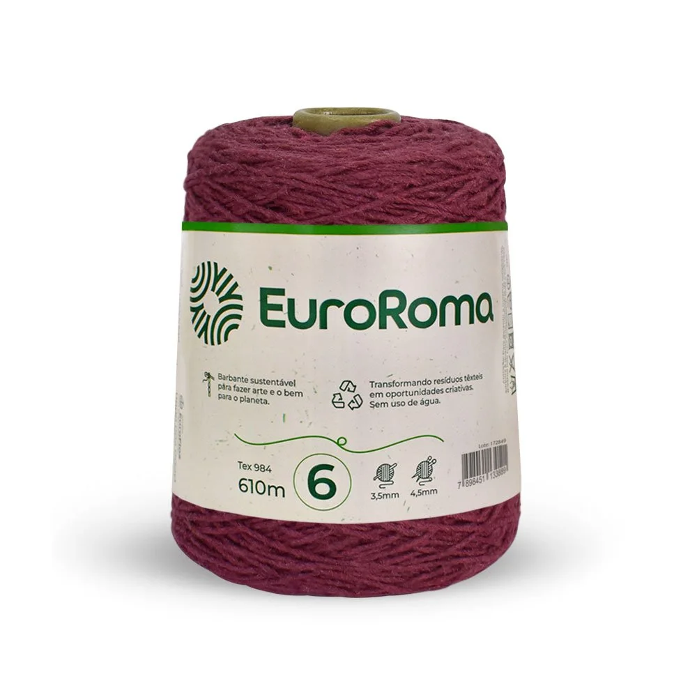 Barbante 6 Euroroma Colorido 600g - Bordo