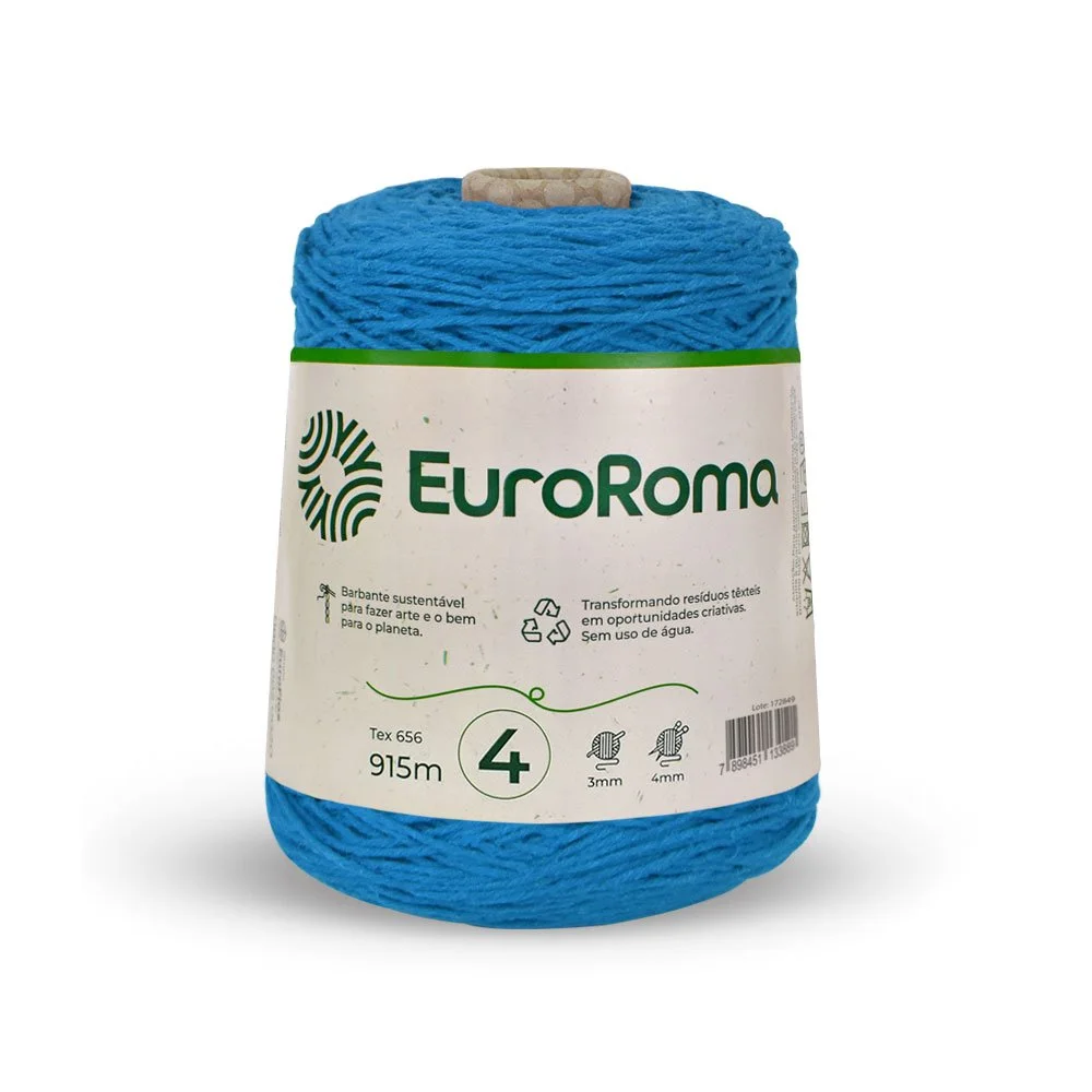 Barbante 4 Euroroma Colorido 600g - Azul  Piscina