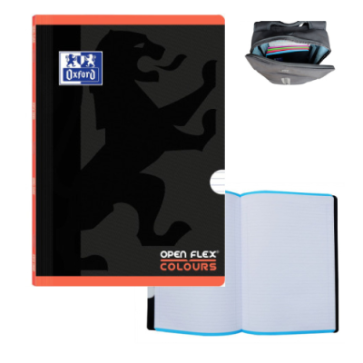 Oxford Openflex Cadernos Agrafados Capa Preta  com Lista colorida Pautado A4