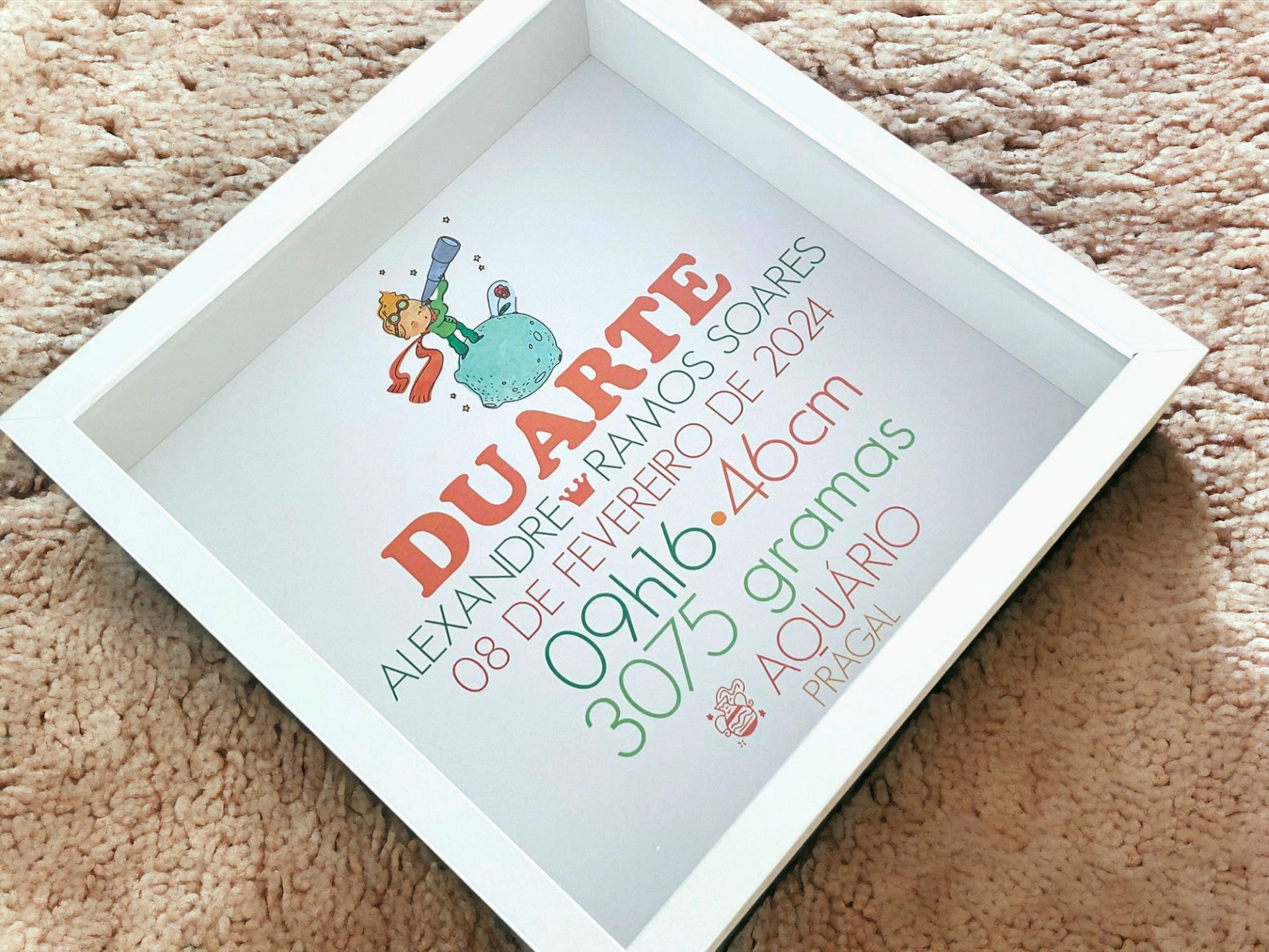 Quadro com Dados de Nascimento