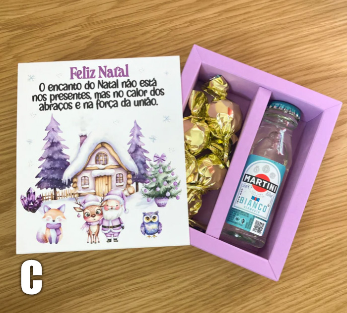 Caixa com 4 Bombons Pralines com Recheio de Leite e Garrafinha 5cl