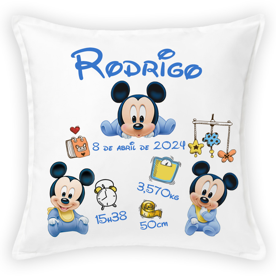 Almofada com dados de nascimento