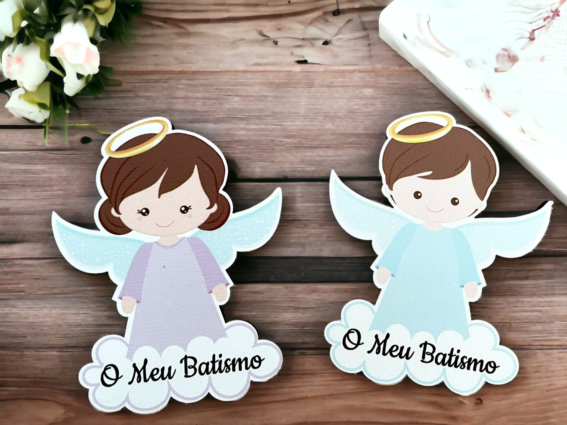 Íman anjinho de madeira