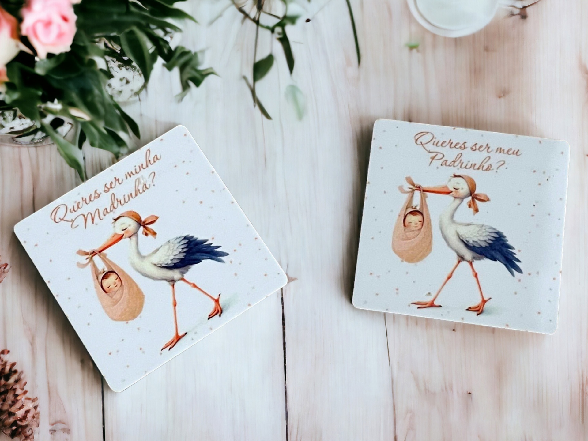 Íman convite para Padrinhos em mdf