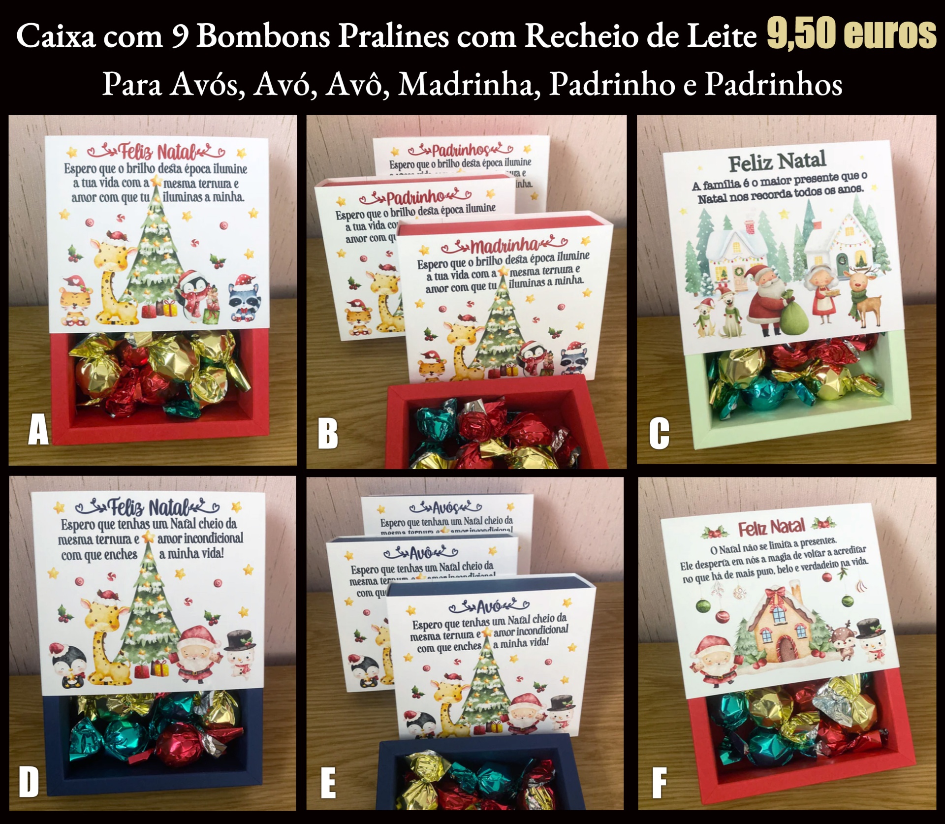 Caixa com 9 Bombons Pralines com Recheio de Leite