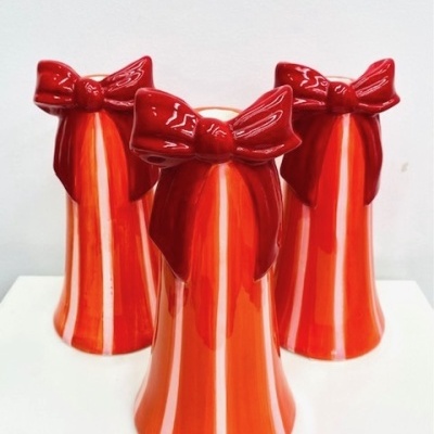 Porta-velas Laço Vermelho