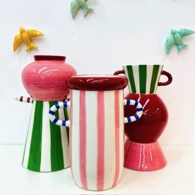 Jarra Riscas Rosa/Vermelho