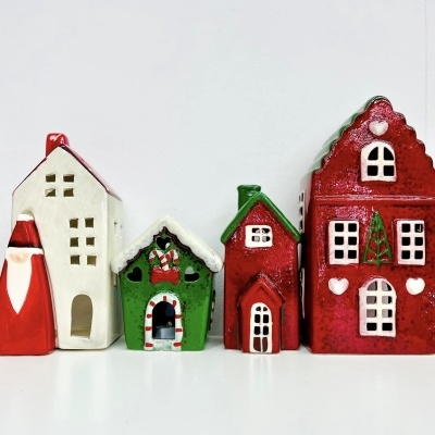 Porta-velas Casinha de Natal