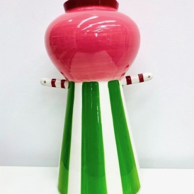 Jarra Riscas Verde/Rosa