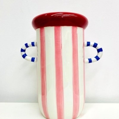 Jarra Riscas Rosa/Vermelho