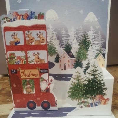 Postal Pop Up Natal peq. autocarro