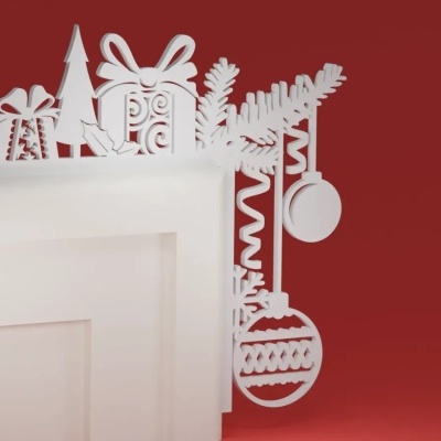 Decoração de porta Natal Presentes