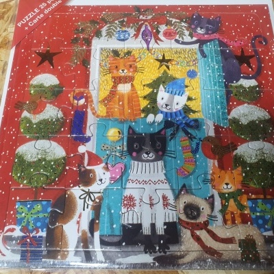 Pictura postal puzzle Natal gatos