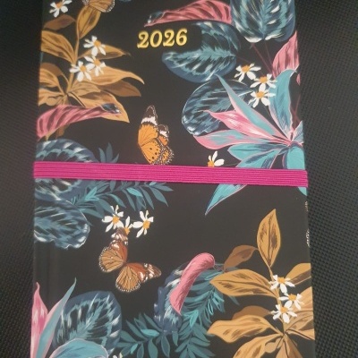 Agenda 2026 slim flores preto