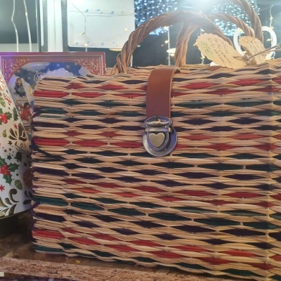 Cesta de junco 25 cm listas