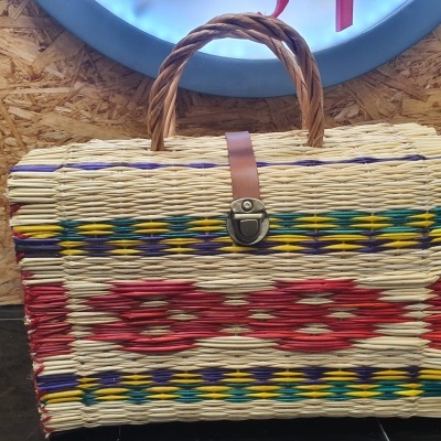 Cesta de junco 32cm flor