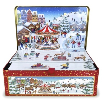 Caixa de metal Mercado natal em pop up