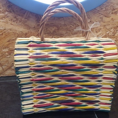 Cesta de junco 25 cm listas