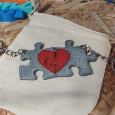 Porta chaves puzzle coração