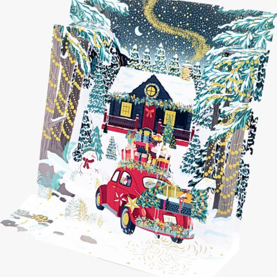 Postal Natal Pop UP - Carro de Natal
